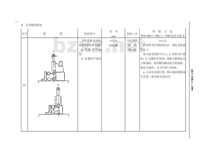 JB/T 3550.2-1999 气缸镗床 精度检验