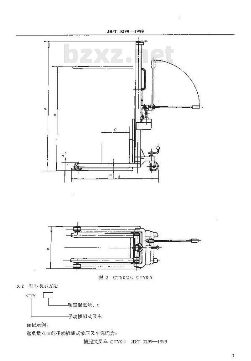 JB/T 3299-1999 手动插腿式液压叉车