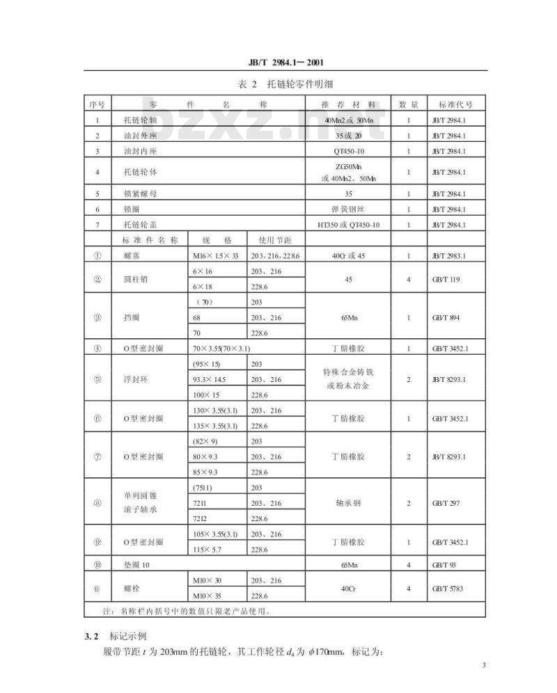 JB/T 2984.1-2001 履带式推土机 托链轮