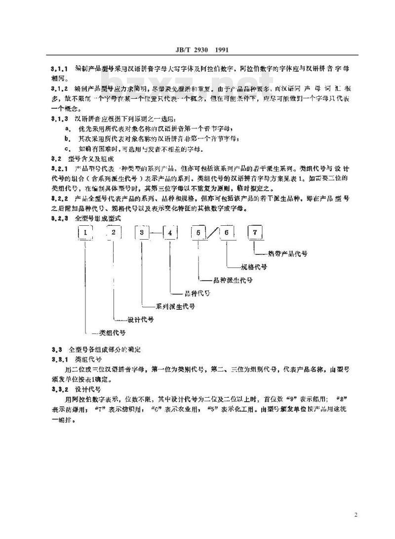 JB/T 2930-1991 低压电器 产品型号编制方法