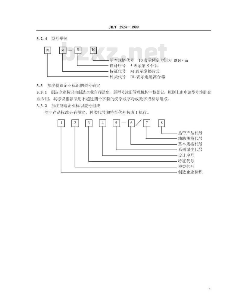 JB/T 2924-1999 机床电器产品型号编制方法