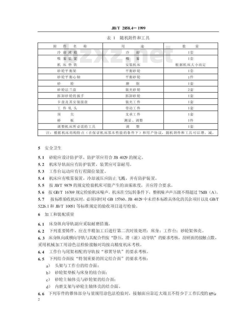 JB/T 2858.4-1999 螺纹磨床 技术条件