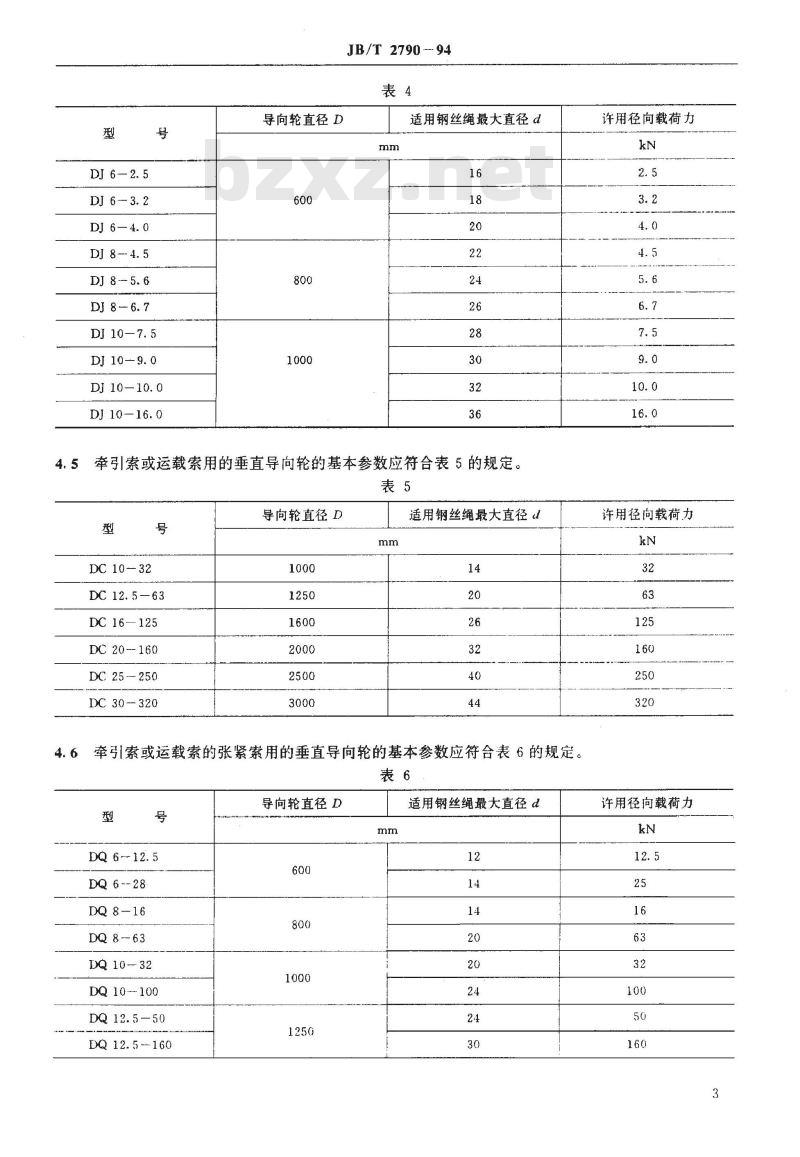 JB/T 2790-1994 循环式货运架空索道 导向轮