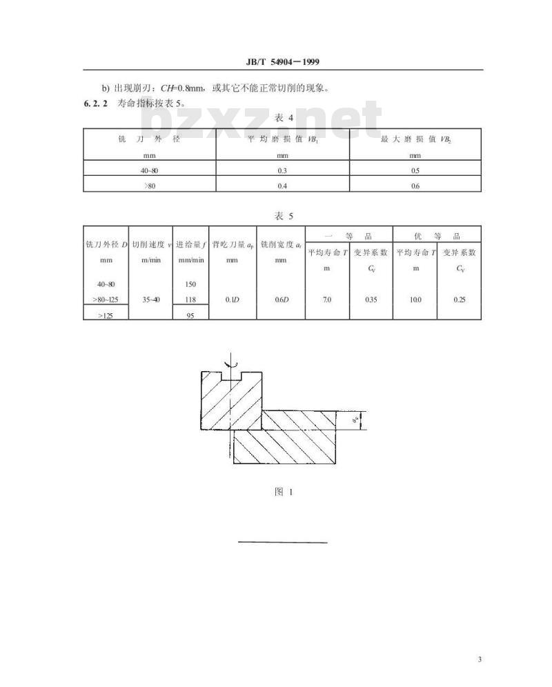 JB/T 54904-1999 套式立铣刀 产品质量分等