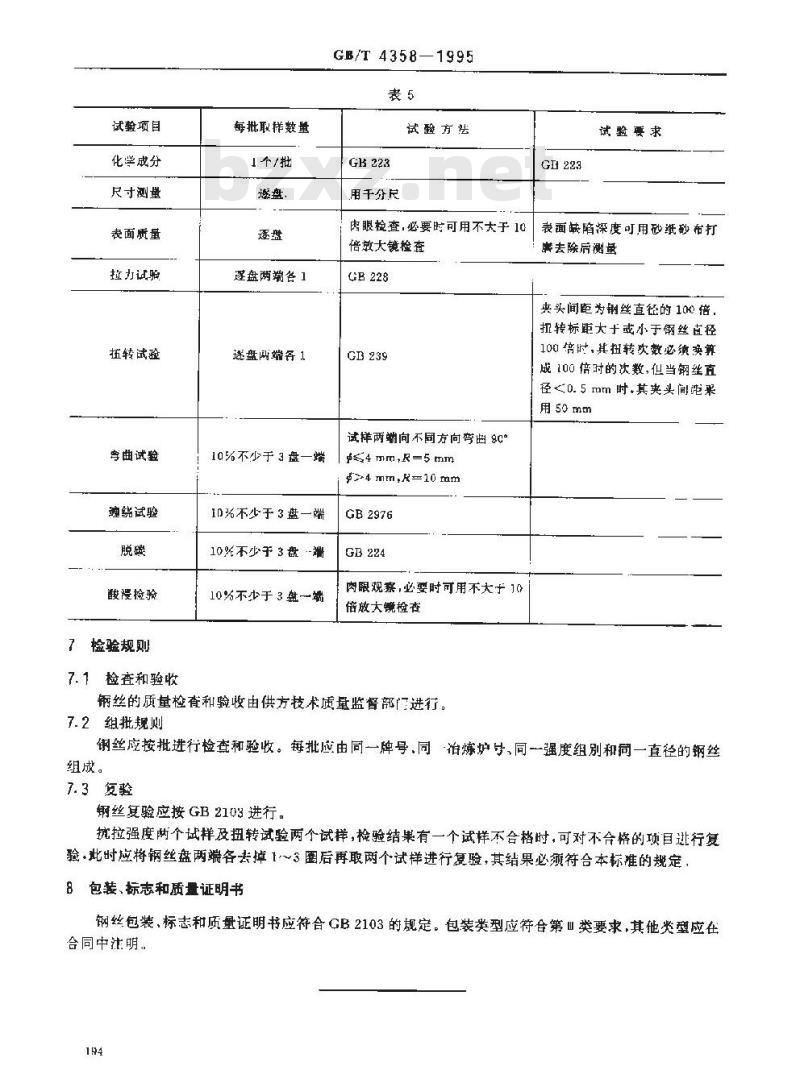 GB/T 4358-1995 重要用途碳素弹簧钢丝