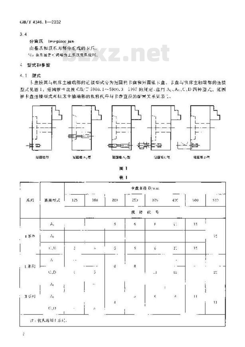 GB/T 4346.1-2002 机床用手动自定心卡盘 第1部分: 参数和技术要求