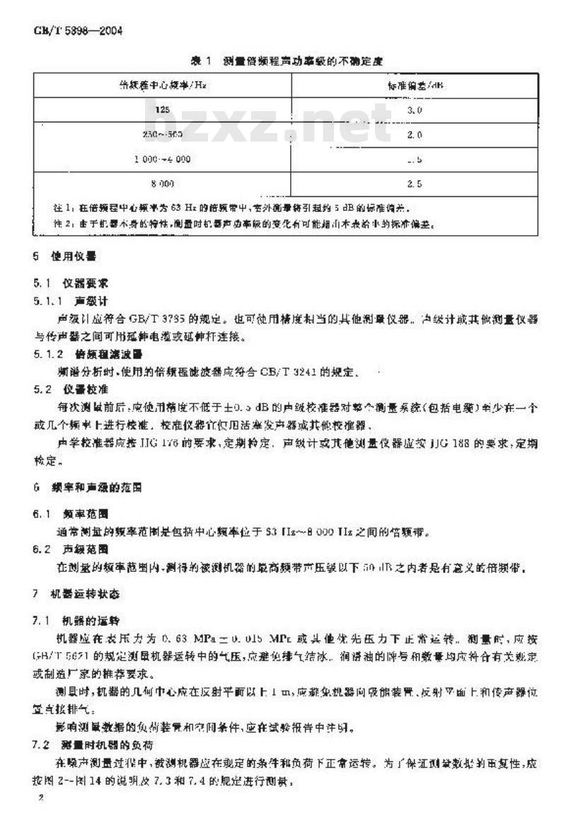 GB/T 5898-2004 凿岩机械与气动工具 噪声测量方法 工程法