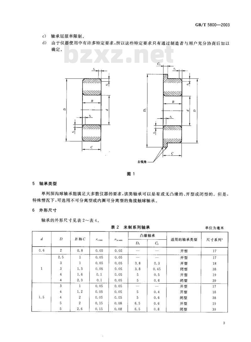 GB/T 5800-2003 滚动轴承 仪器用精密轴承