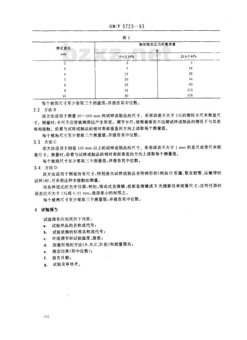 GB/T 5723-1993 硫化橡胶或热塑性橡胶试验用试样和制品尺寸的测定