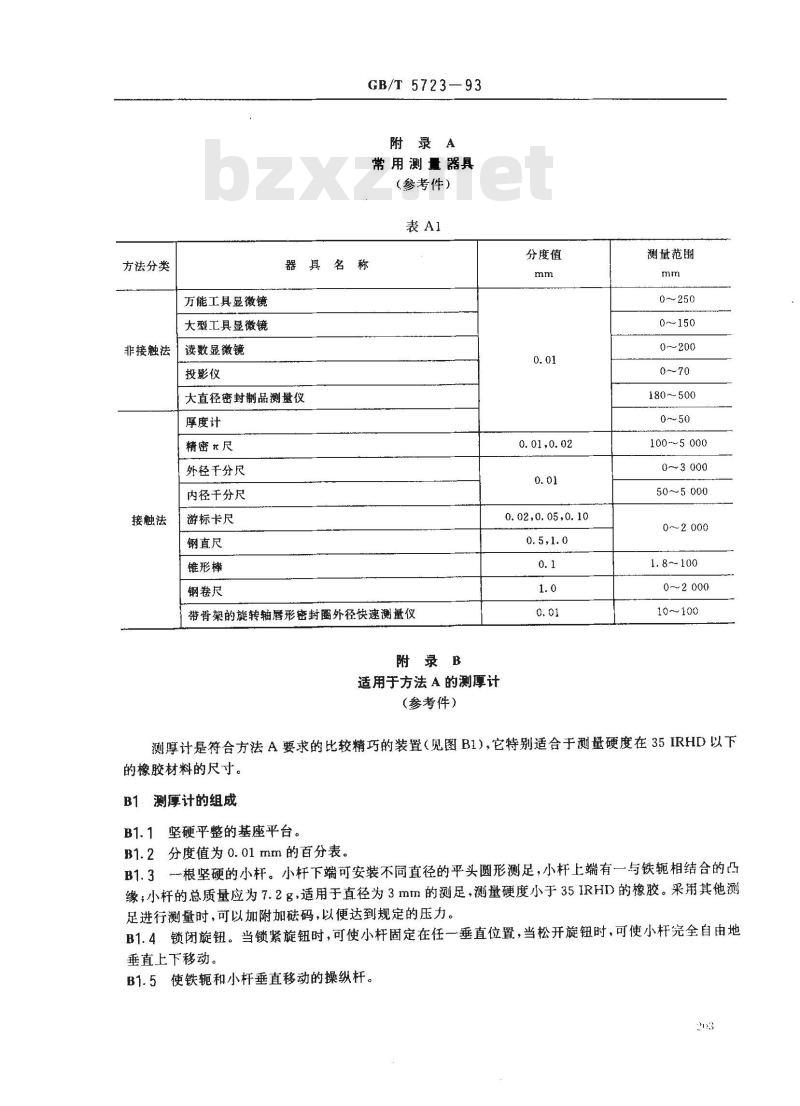 GB/T 5723-1993 硫化橡胶或热塑性橡胶试验用试样和制品尺寸的测定