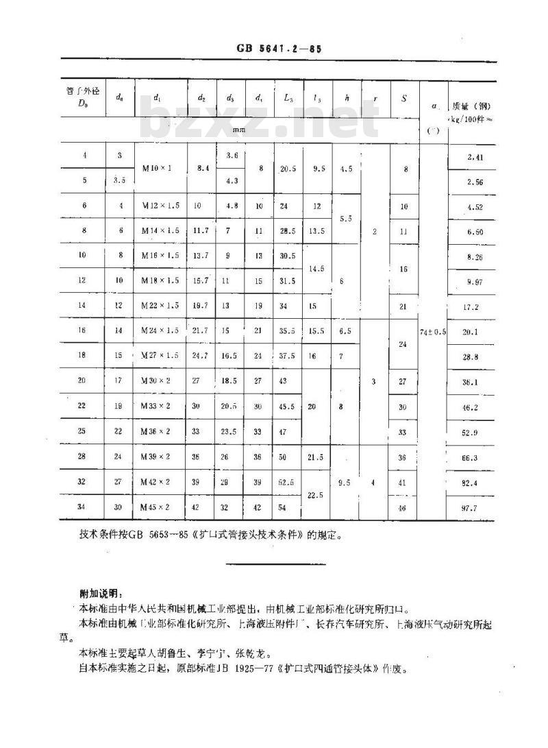 GB/T 5641.2-1985 扩口式四通管接头体