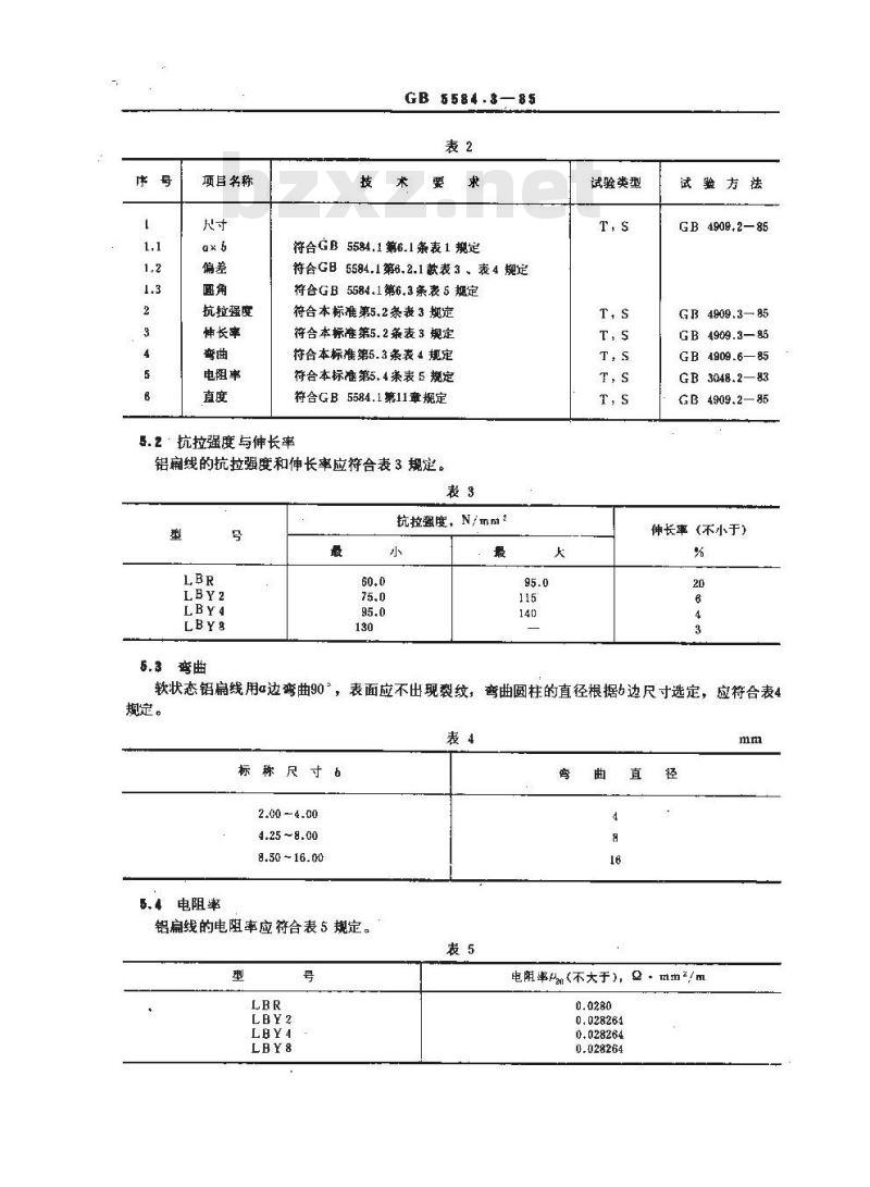GB 5584.3-1985 电工用铜、铝及其合金扁线 第3部分:铝扁线