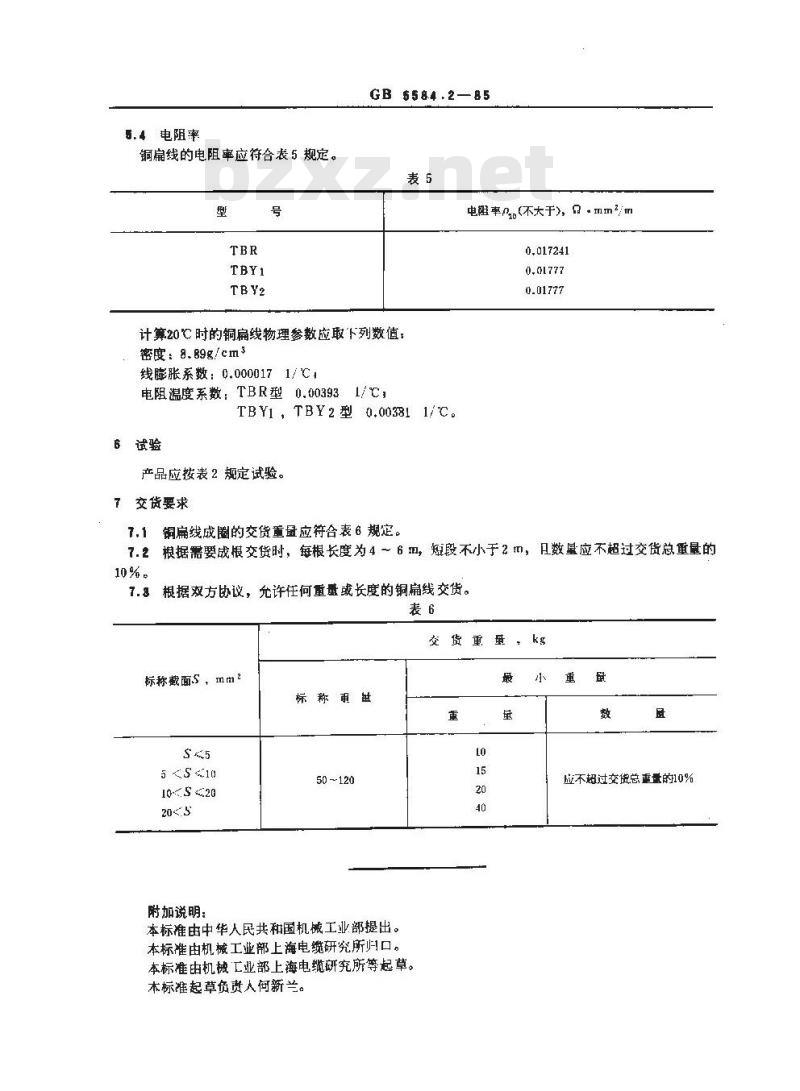 GB 5584.2-1985 电工用铜、铝及其合金扁线 第2部分:铜扁线