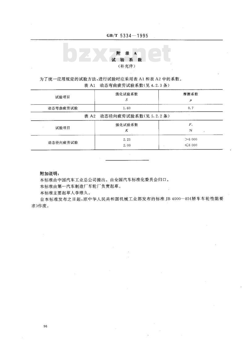 GB/T 5334-1995 轿车钢制车轮性能要求和试验方法