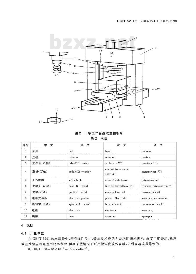 GB/T 5291.2-2003 电火花成形机 精度检验 第2部分:双立柱机床(移动主轴头型和十字工作台型)