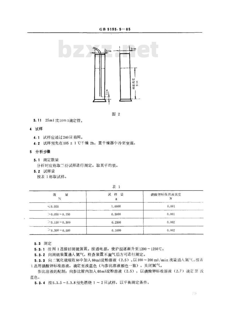 GB/T 5195.5-1985 氟石化学分析方法 燃烧-碘酸钾容量法测定总硫量