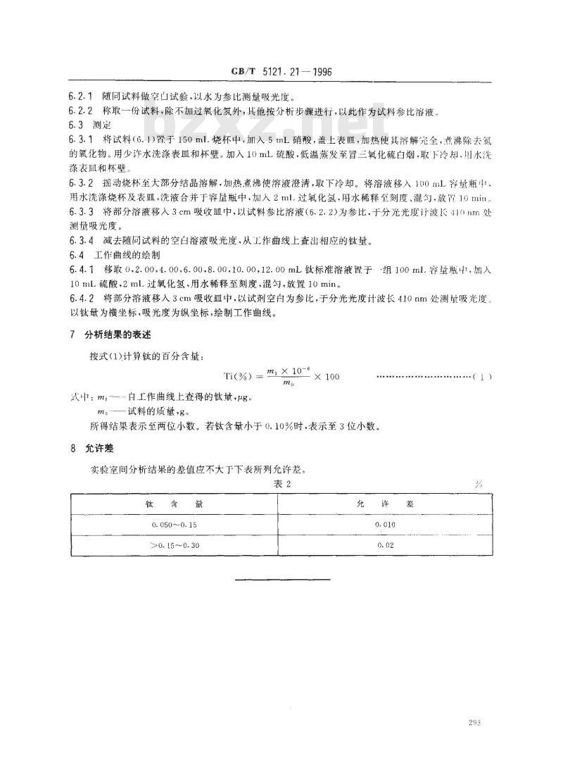 GB/T 5121.21-1996 铜及铜合金化学分析方法 钛量的测定