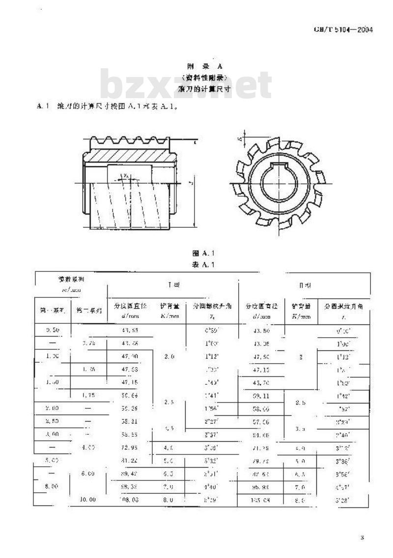 GB/T 5104-2004 30°压力角渐开线花键滚刀基本型式和尺寸