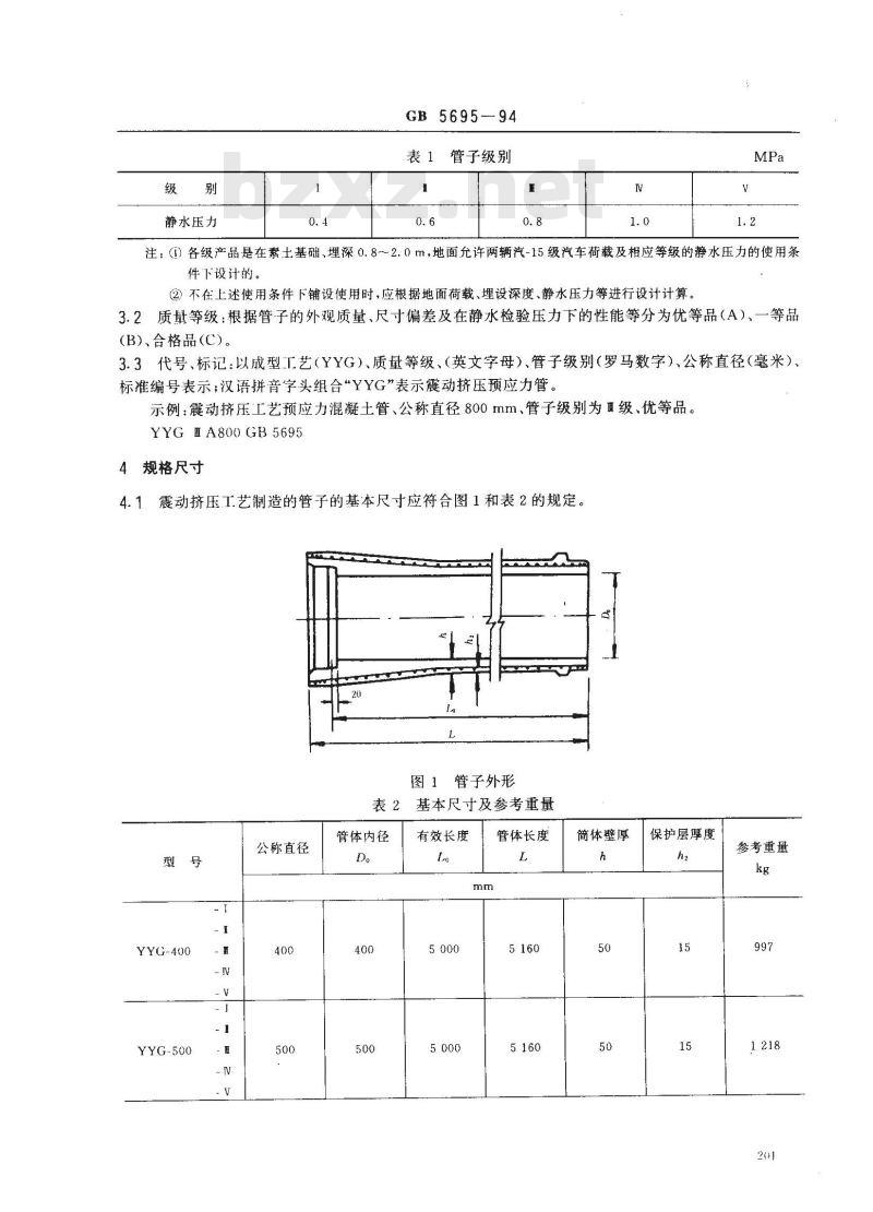 GB 5695-1994 预应力混凝土输水管(震动挤压工艺)