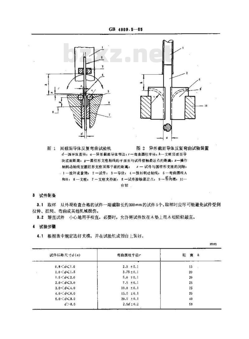 GB 4909.5-1985 裸电线试验方法 弯曲试验 反复弯曲