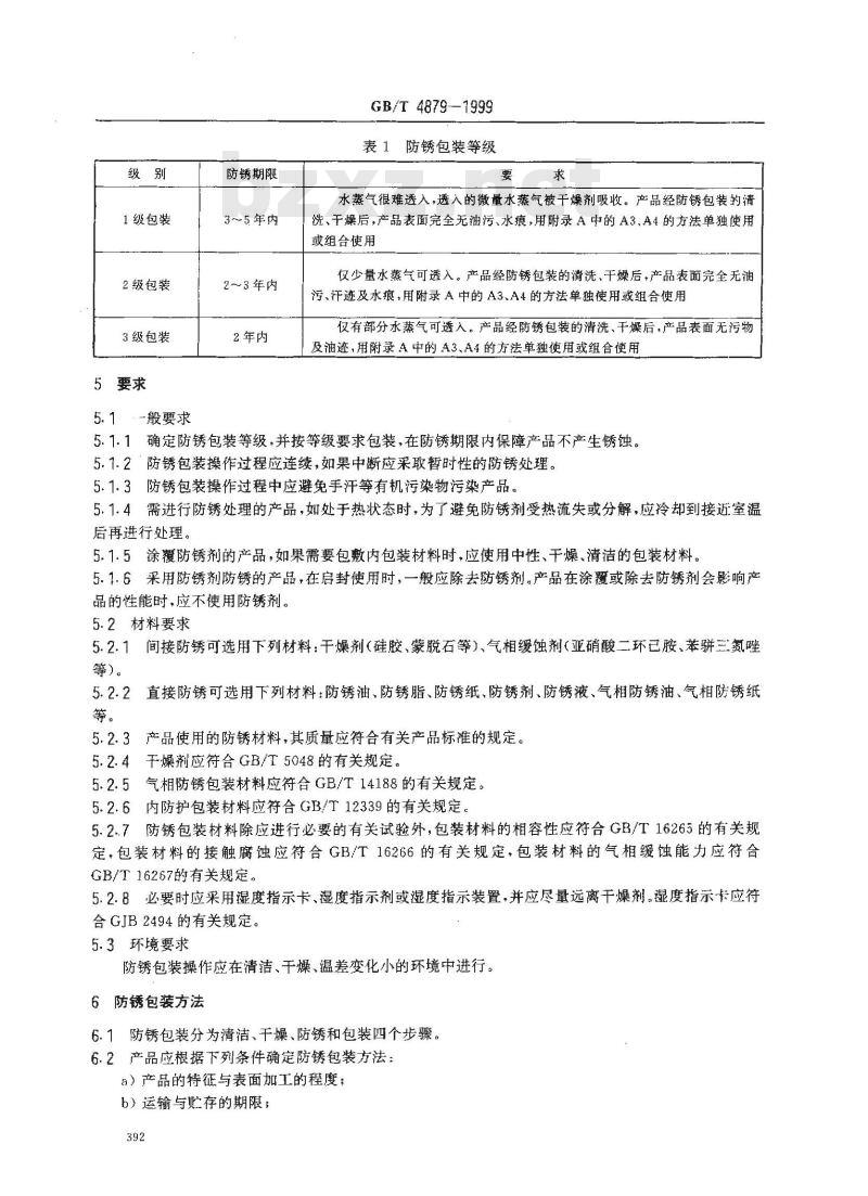 GB/T 4879-1999 防锈包装