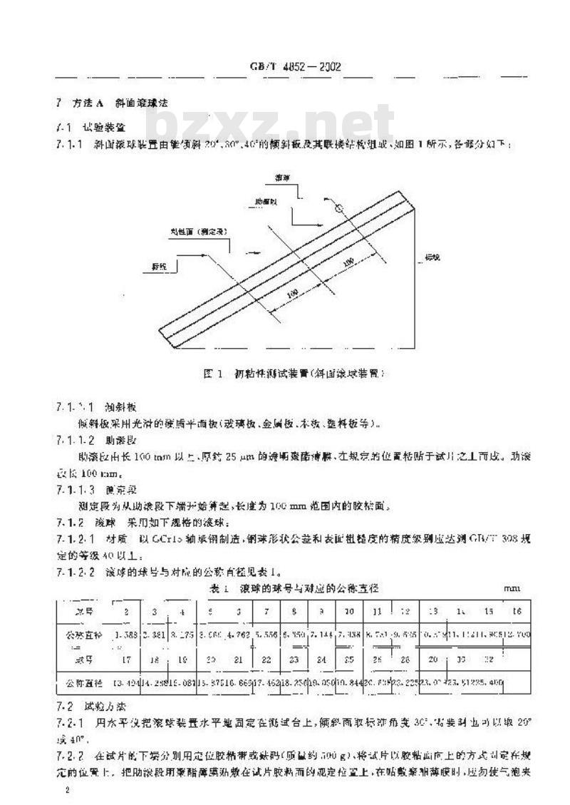 GB/T 4852-2002 压敏胶粘带初粘性试验方法(滚球法)