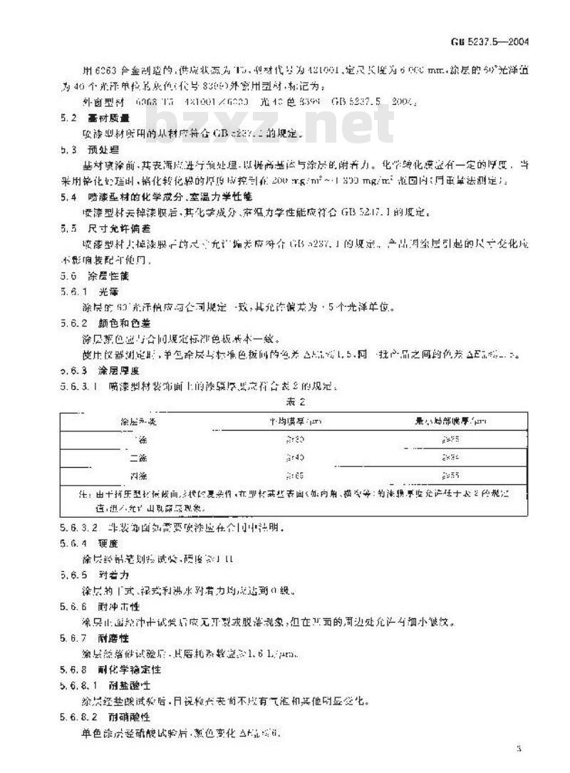 GB 5237.5-2004 铝合金建筑型材 第5部分：氟碳漆喷涂型材