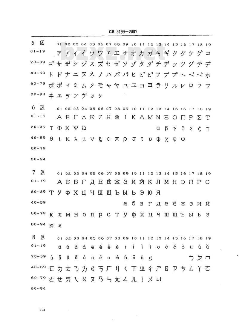 GB 5199-2001 信息技术 汉字编码字符集(基本集) 16点阵字型