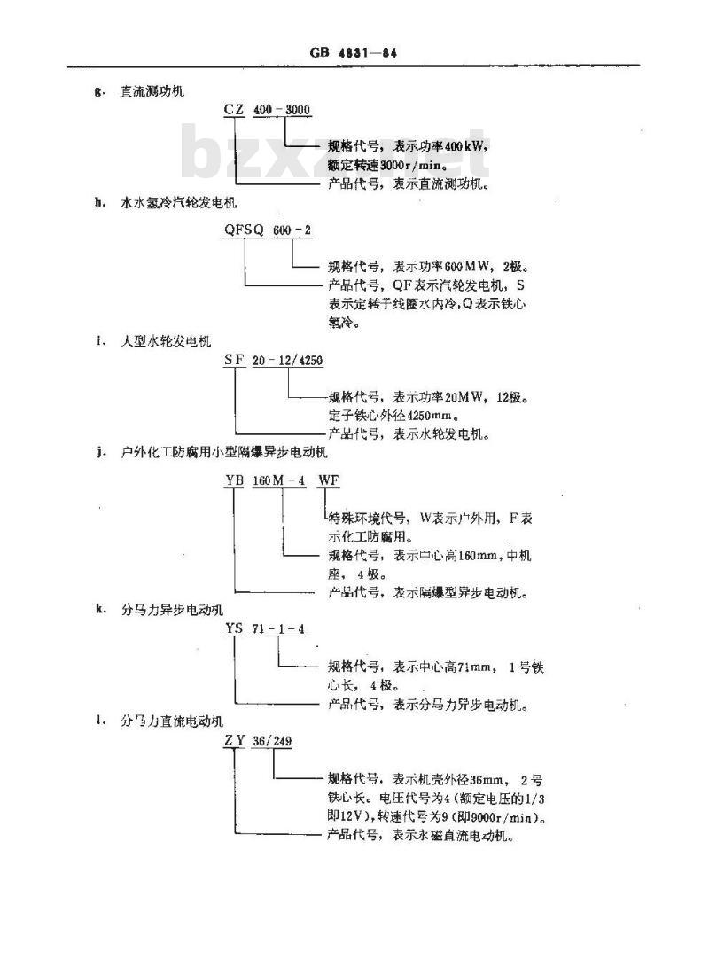 GB 4831-1984 电机产品型号编制方法