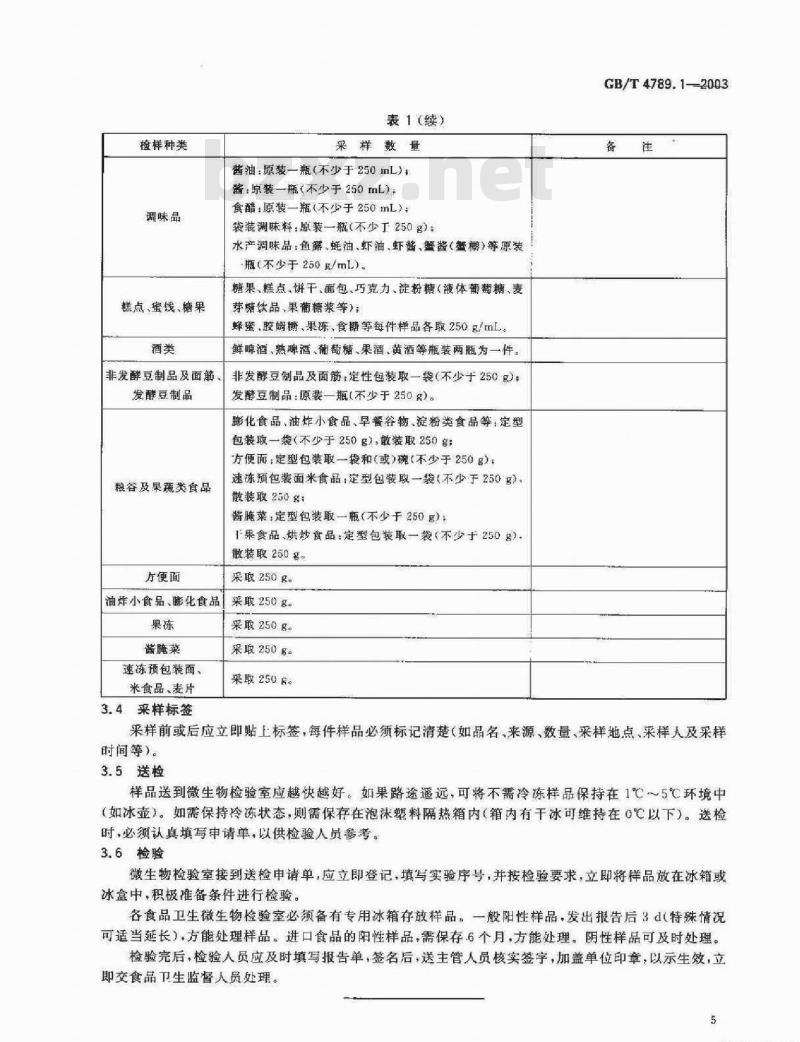 GB/T 4789.1-2003 食品卫生微生物学检验 总则