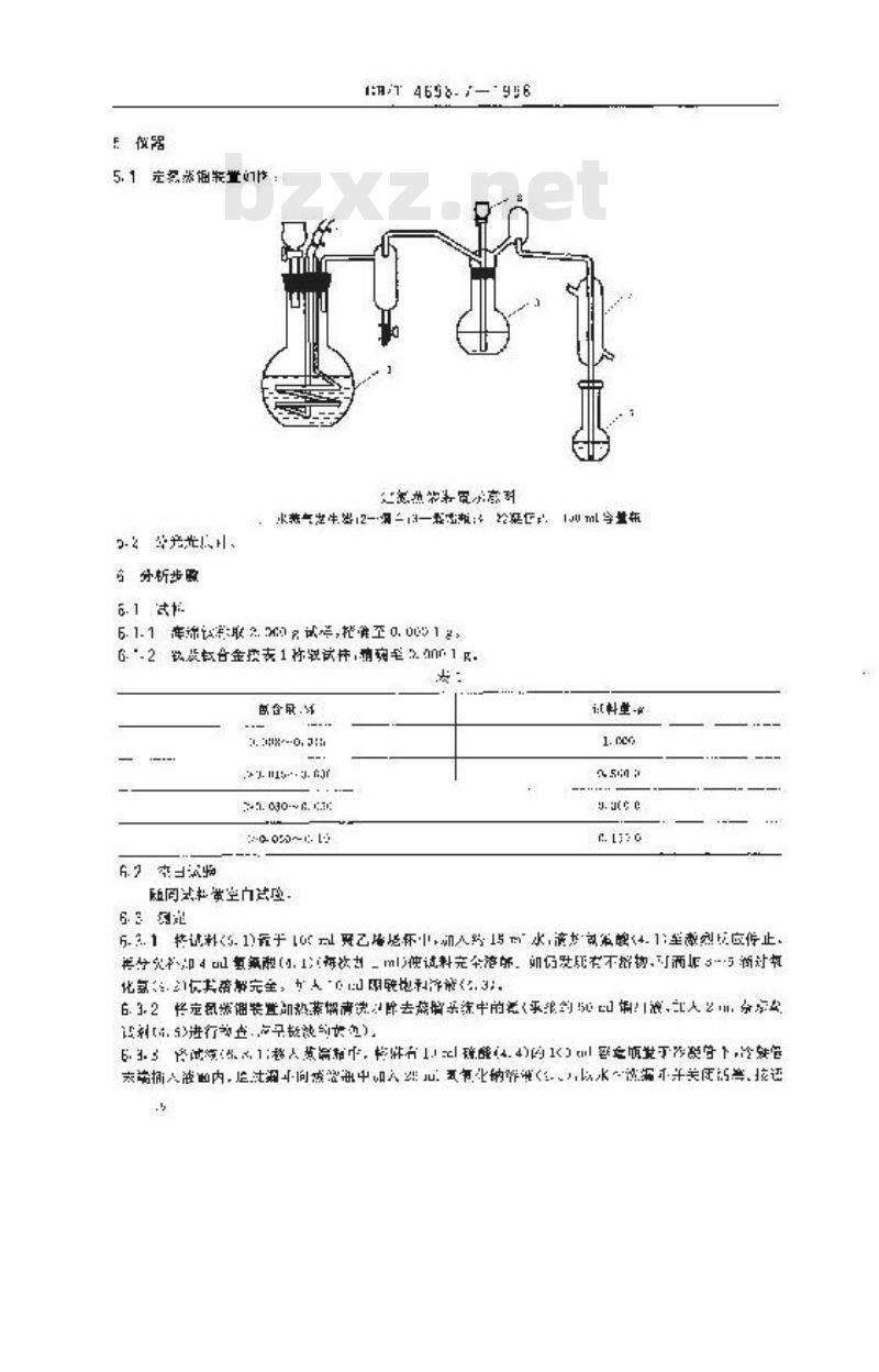 GB/T 4698.7-1996 海绵钛、钛及钛合金化学分析方法 蒸馏分离-奈斯勒试剂分光光度法测定氮量