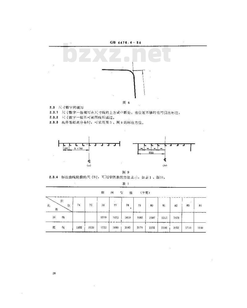 GB/T 4476.4-1984 金属船体制图 尺寸注法
