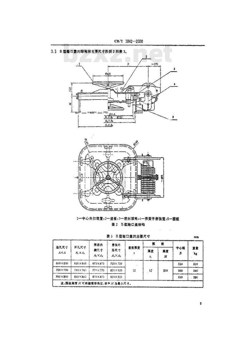 CB/T 3842-2000 快速启闭水密舱口盖