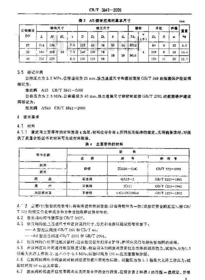 CB/T 3841-2000 舷侧锅炉泄放阀