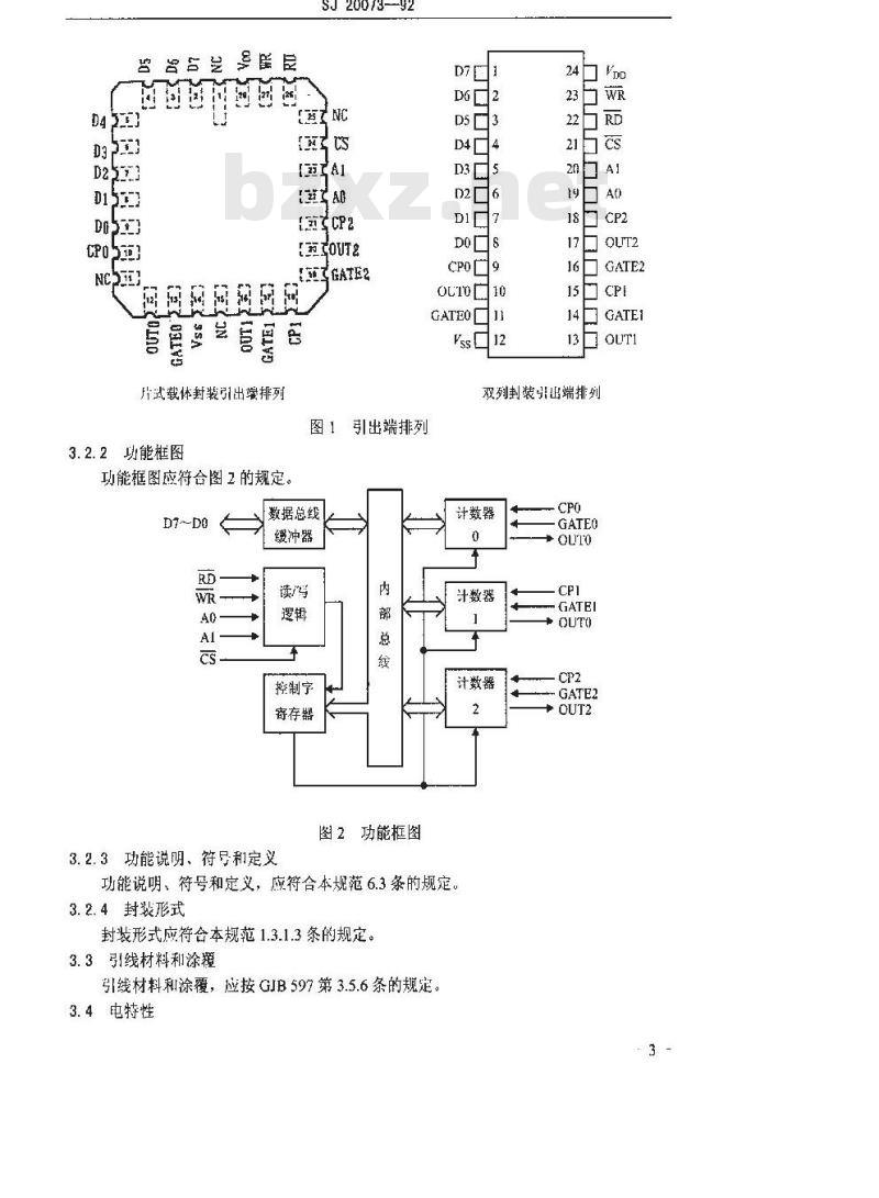 SJ 20073-1992 半导体集成电路Jμ8254型可编程定时计数器详细规范