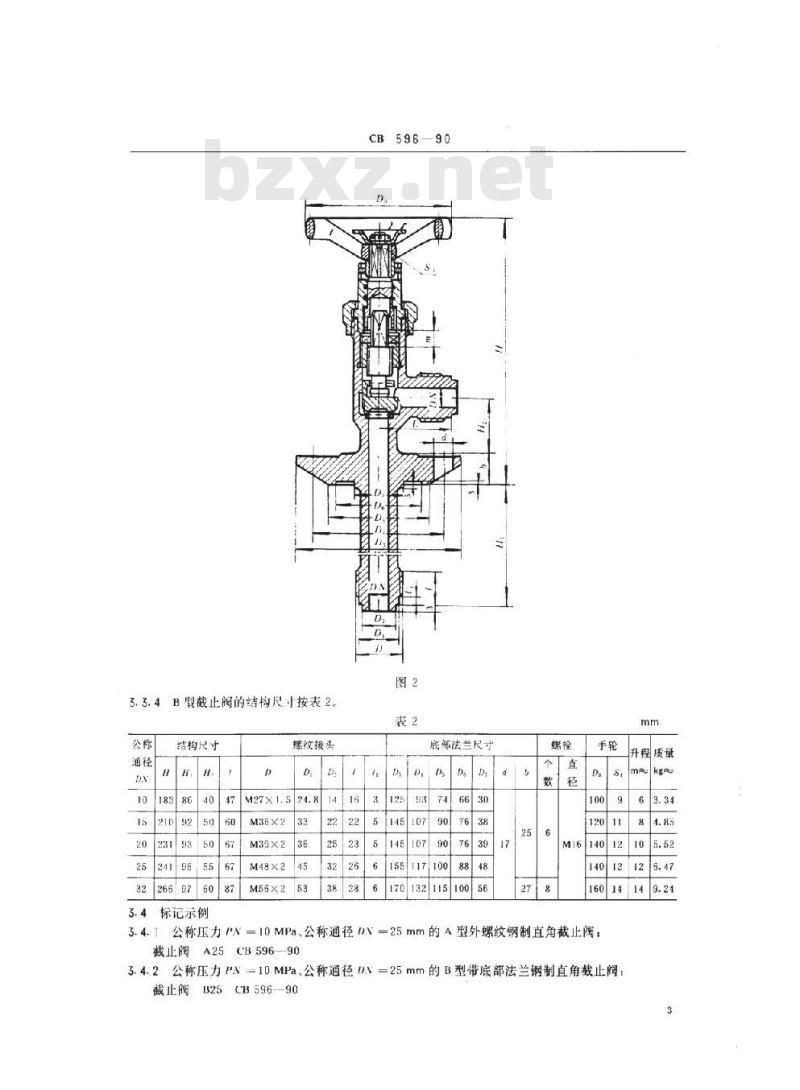 CB 596-1990 外螺纹钢制直角截止阀