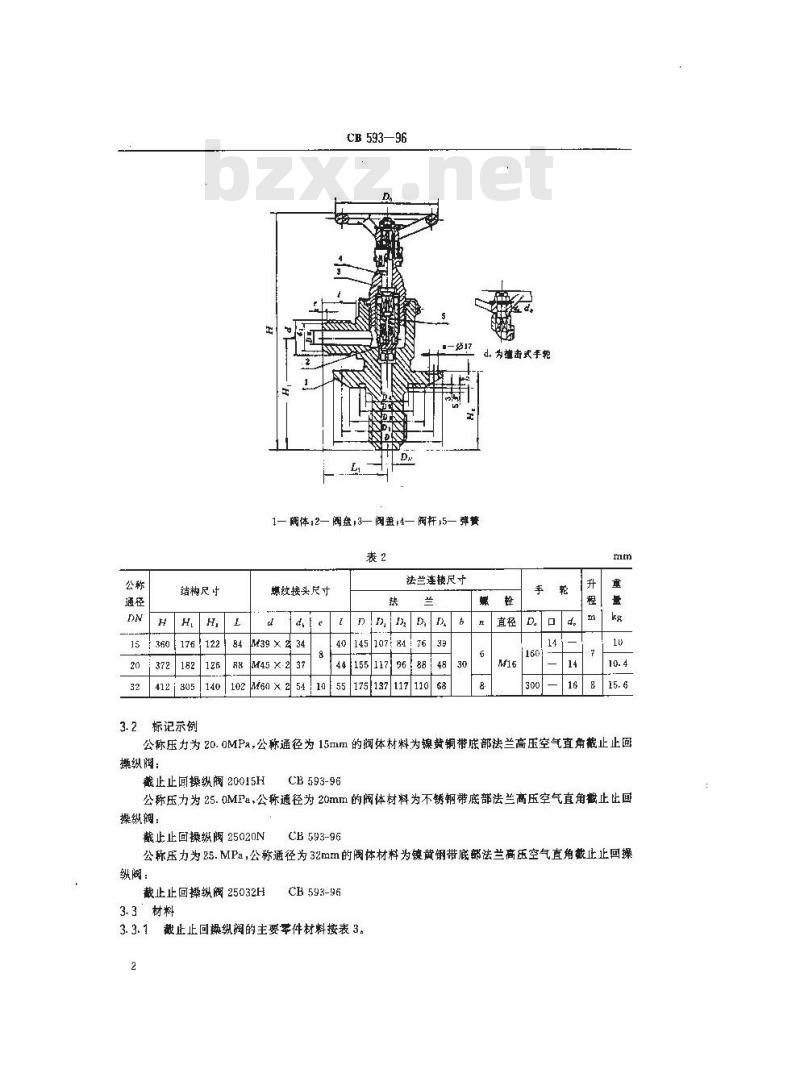CB 593-1996 带底部法兰高压空气直角截止止回操纵阀规范