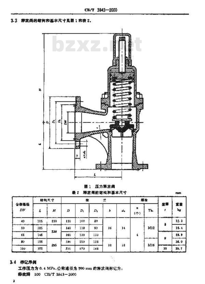CB 3843-2000 压力释放阀