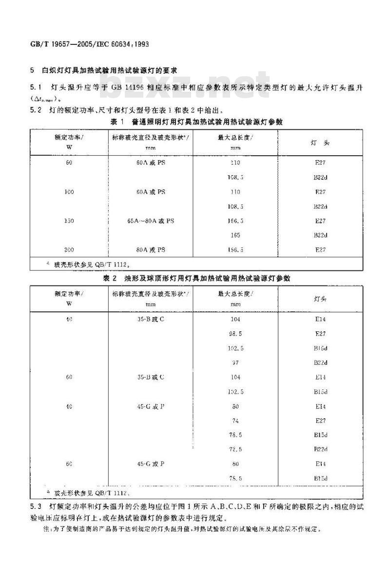 GB/T 19657-2005 灯具加热试验用热试验源灯
