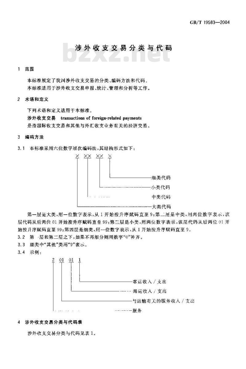 GB/T 19583-2004 涉外收支交易分类与代码