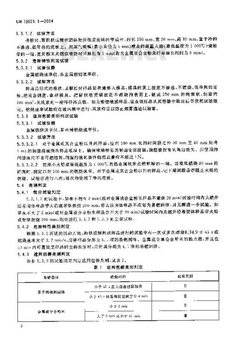 GB 19521.1-2004 易燃固体危险货物危险特性检验安全规范