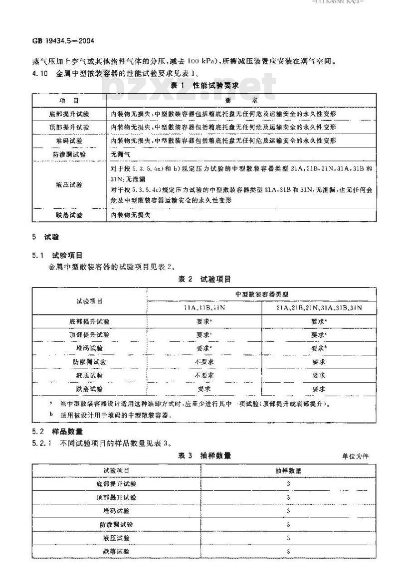 GB 19434.5-2004 危险货物金属中型散装容器检验安全规范 性能检验