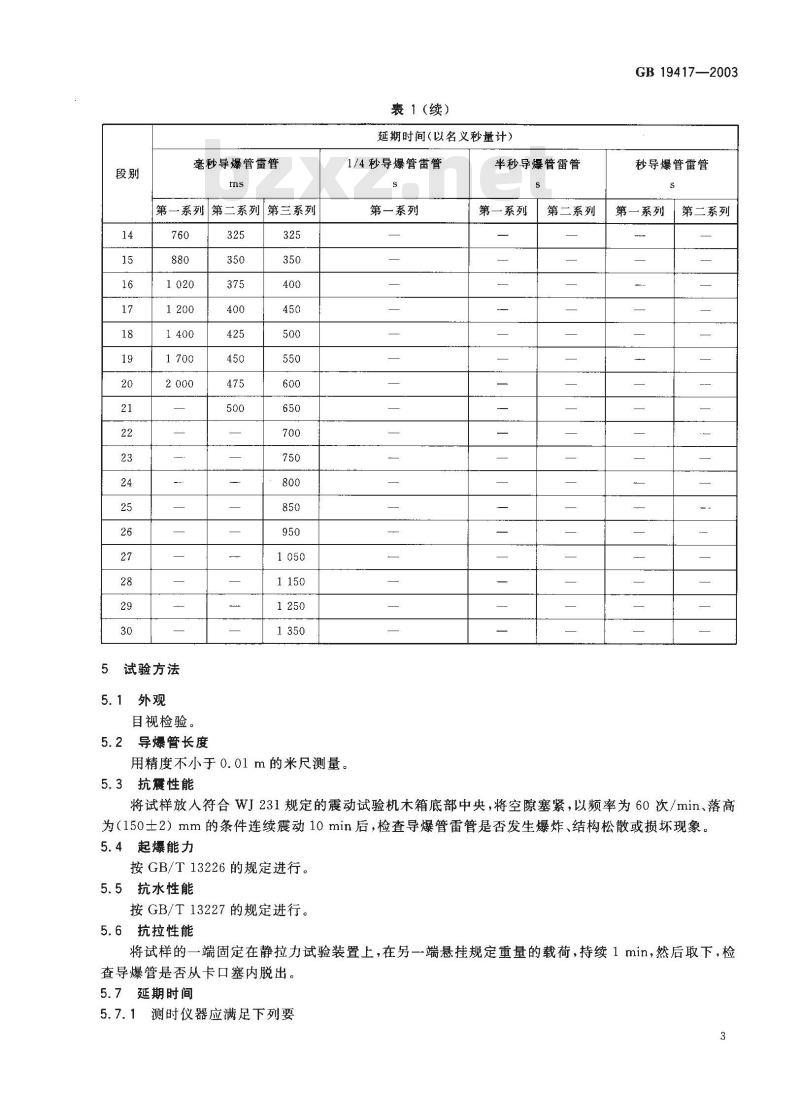 GB 19417-2003 导爆管雷管