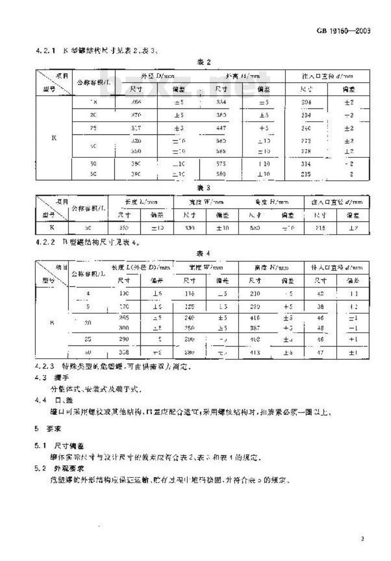 GB 19160-2003 包装容器 危险品包装用塑料罐
