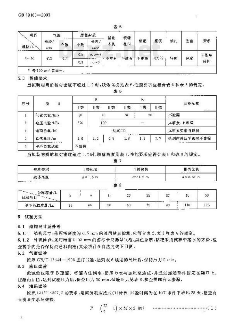 GB 19160-2003 包装容器 危险品包装用塑料罐