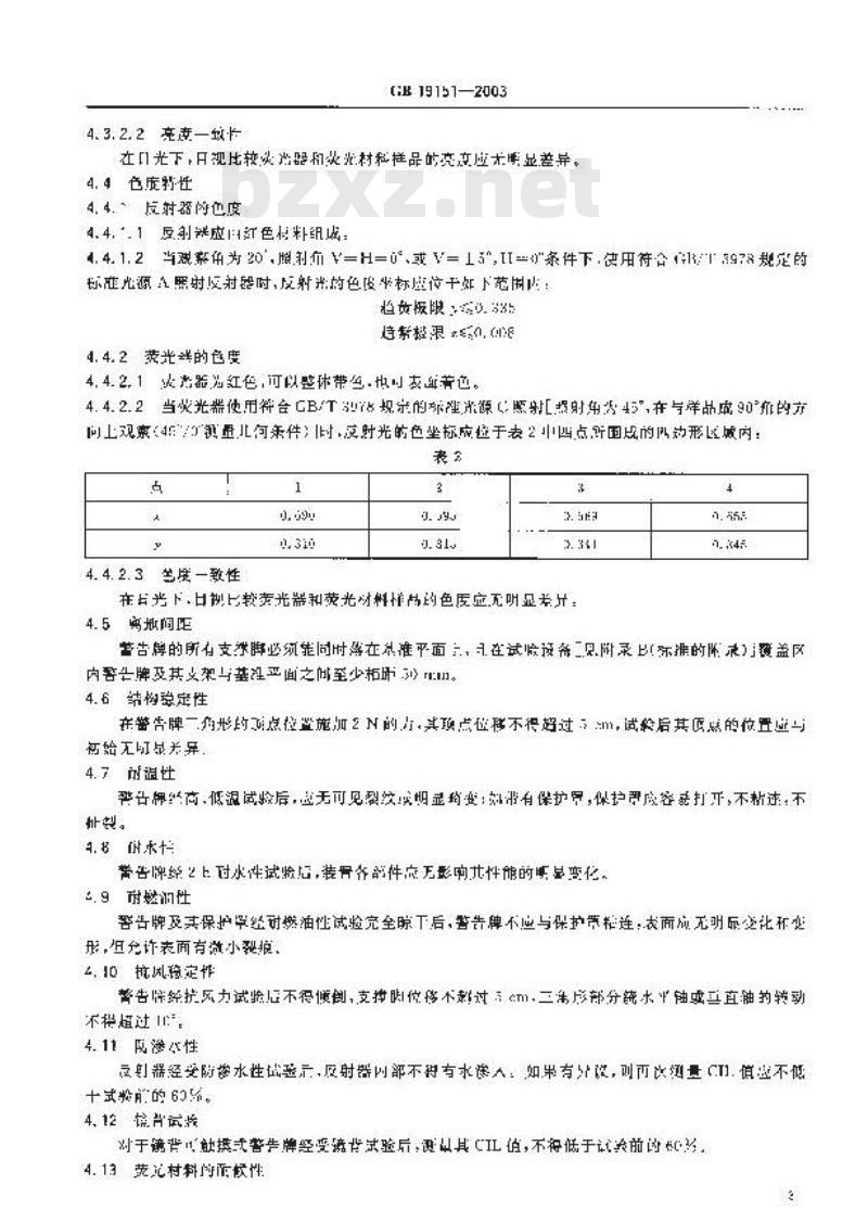 GB 19151-2003 机动车用三角警告牌