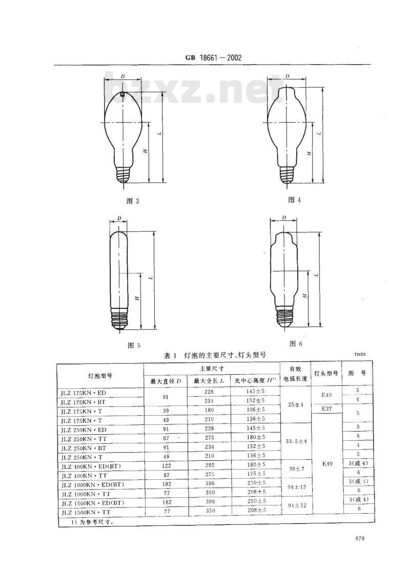 GB 18661-2002 单端金属卤化物灯(175W~1500W钪钠系列)