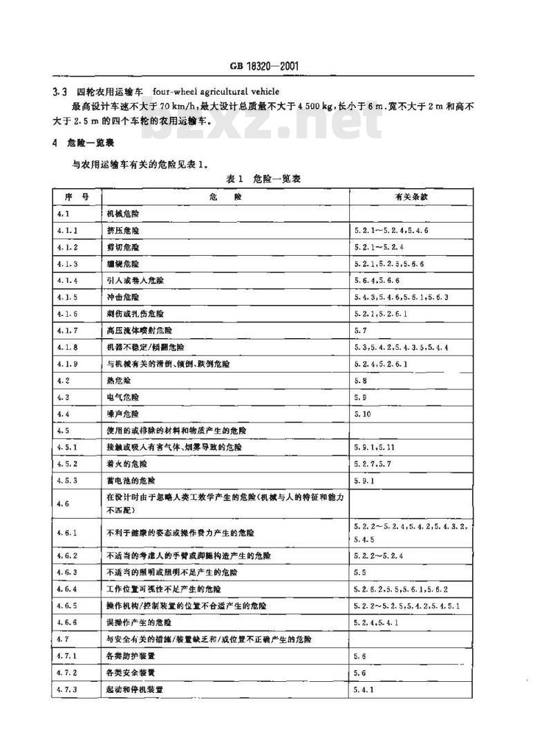 GB 18320-2001 农用运输车 安全技术要求