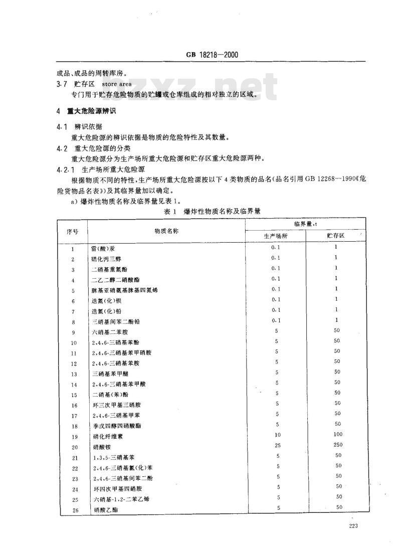 GB 18218-2000 重大危险源辨识