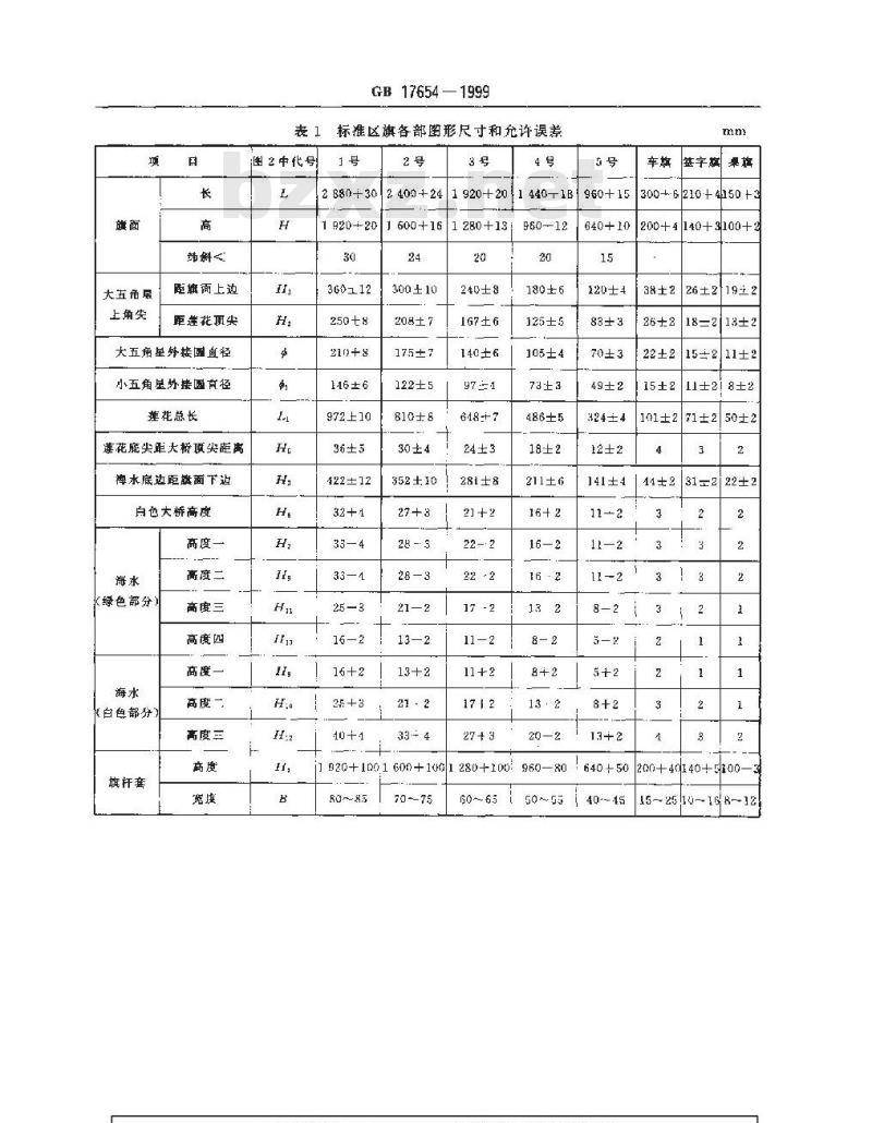 GB 17654-1999 澳门特别行政区区旗